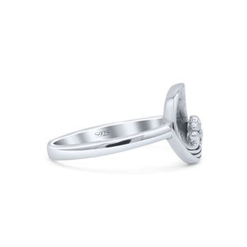 Filigree Swirl Petite Dainty Ocean Wave Circle Fashion Oxidized Band Thumb Ring